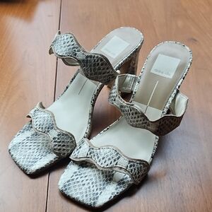 Dolce Vita Black and Cream Snake Print Heels